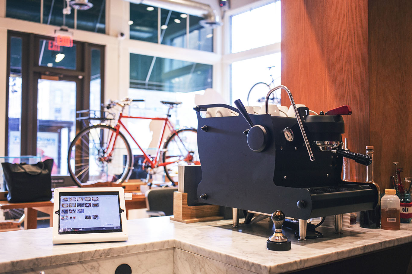 For its first few months, the café had a single-group Synesso. The machine couldn't quite keep up with orders. A two-group Synesso handles things well. (Photo: courtesy Dogwood Coffee.)