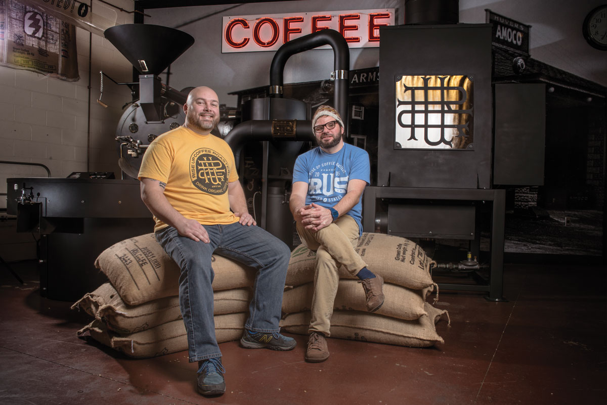 “Roasting manufacturers will often make roasting sound very simple and straightforward, while roasters might say the opposite,” says Tim Cureton (on right), founder of Rise Up Coffee in Maryland. “When I finally decided to leap into roasting, I went on a quest to figure out what to do.”