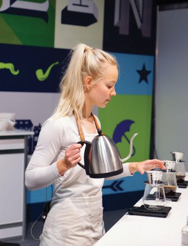 Mikaela Wallgren from Copenhagen's Coffee Collective competes at the 2016 World Brewers Cup Championships in Dublin.