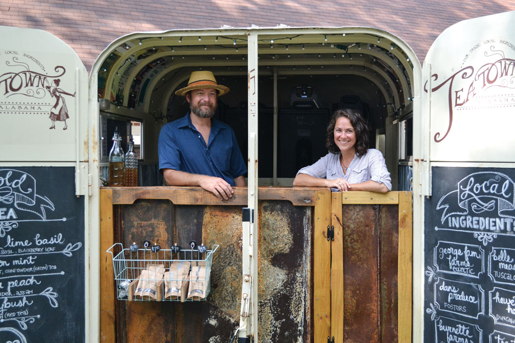 Jonathan and Becca Gardner in their mobile tea truck; farm-to-table tea.