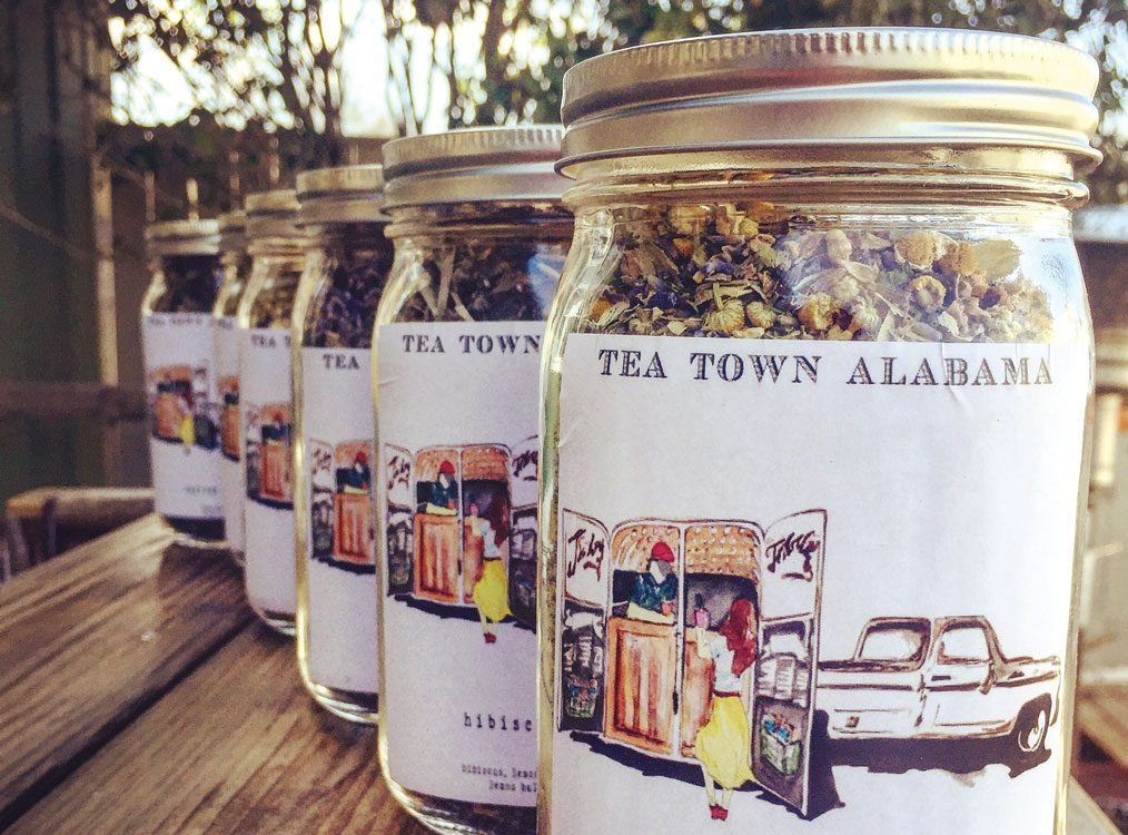 Jars of Tea Town Alabama tea; farm-to-table tea.