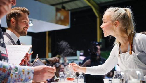 Mikaela Wallgren from Copenhagen's Coffee Collective competes at the 2016 World Brewers Cup Championships in Dublin.